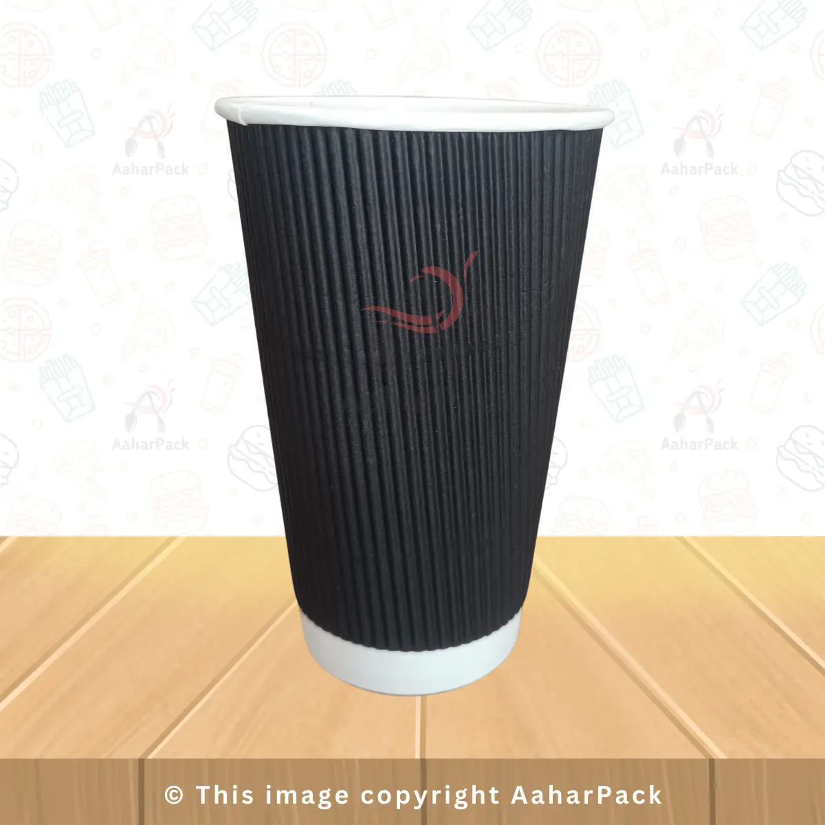 480 ML (16oz) Ripple Wall Black Paper Cups – Large Insulated Hot Beverage Cups | Pack of 500